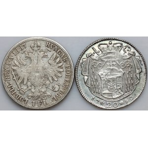 Autriche, lot de pièces en argent datant de 1790 à 1887 (2 pièces)