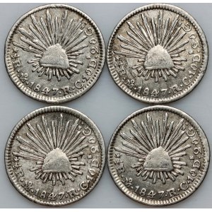 Mexique, série de pièces de 1/2 real datant de 1847 (4 pièces)