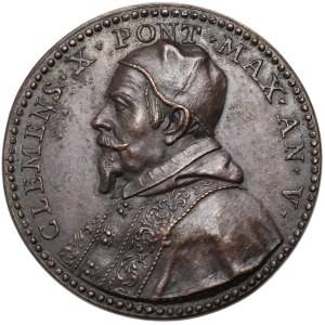 Clement X, John III Sobieski, Medal from 1674, Presenting the Pope with the Turkish banner captured at the Battle of Chocim
