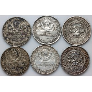 Russie, URSS, série de pièces en argent datant des années 1922-1925 (6 pièces)