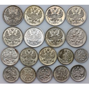 Russia, set of silver coins from 1882-1915, (18 pieces)