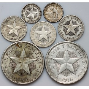 Cuba, set of silver coins from 1915-1952, (7 pieces)