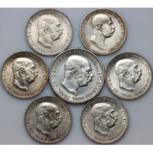 Autriche, François-Joseph Ier, série de pièces en argent de 1908 à 1915 (7 pièces)