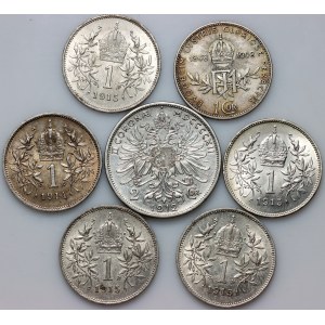 Autriche, François-Joseph Ier, série de pièces en argent de 1908 à 1915 (7 pièces)