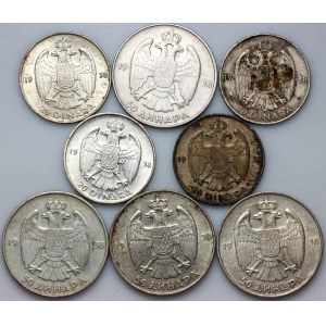 Yugoslavia, Peter II, silver coin set from 1938, (8 pieces)