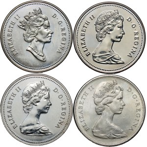 Canada, 1 Dollar coin set from 1965-1990, (4 pieces)