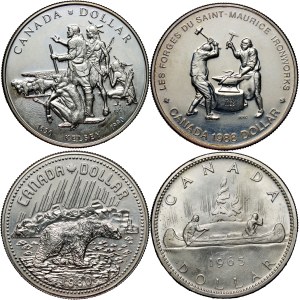 Canada, 1 Dollar coin set from 1965-1990, (4 pieces)