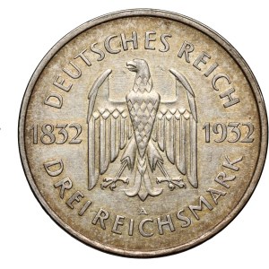 Germania, Repubblica di Weimar, 3 marchi 1932 A, Berlino, Goethe