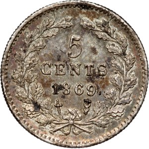 Netherlands, William III, 5 Cents 1869, Utrecht