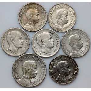 Italy, Victor Emmanuel III, set of silver coins from 1901-1913, (7 pieces)