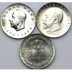 Germany, GDR, set of 5 Mark coins from 1968-1975, (3 pieces)