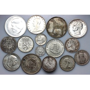 World, set of silver coins from 1880-2002, (15 pieces)