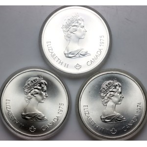 Canada, set of 10 Dollars coin from 1974-1975, Montreal 1976 Olympics, (3 pieces)
