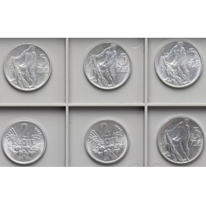 People's Republic of Poland, set of coins from 1958–1974, Fisherman, Berries (6 pieces)