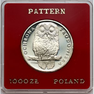 Volksrepublik Polen, 1.000 Złoty 1986, Umweltschutz – Eule, PROBE, Silber