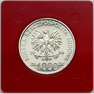 Volksrepublik Polen, 1.000 Złoty 1986, Umweltschutz – Eule, PROBE, Silber
