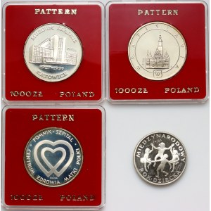 Volksrepublik Polen, Probe-Münzsatz aus den Jahren 1979–1987, Silber, (4 Stück)