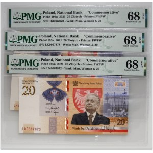Third Republic of Poland 20 zlotych Coin 2021, Lech Kaczyński: It's Worth Being Polish, LK Series, (set of 3)