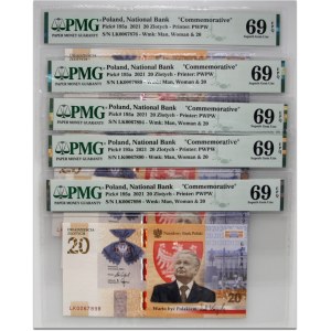 Third Republic of Poland 20 zlotych 2021, Lech Kaczyński: “It’s Worth Being Polish,” LK series, (set of 5)