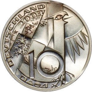 Germany, 10 Euro 2003, 200th anniversary of the birth of Justus Liebig, pattern, piefort, Huster