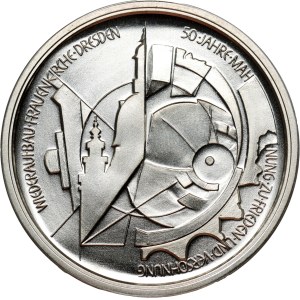 Germany, 10 Mark 1995, 50th anniversary of the reconstruction of the Frauenkirche in Dresden, pattern, Huster