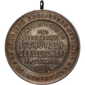Germany, Shooting Medal from 1898, Leipzig shooting competition on the occasion of the 25th anniversary of the reign and the 70th birthday of King Albert