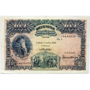 Portugal, 10 escudos 1920