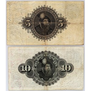 Švédsko, sada bankovek v hodnotě 5 a 10 korun z let 1908/10 (2 kusy)