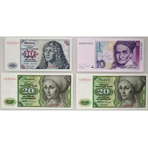 Germany, Federal Republic of Germany, set of 10 and 20 mark banknotes, mix (4 pieces)