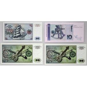 Germany, Federal Republic of Germany, set of 10 and 20 mark banknotes, mix (4 pieces)