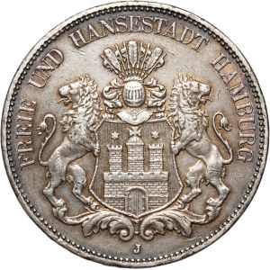 Germany, Hamburg, 5 Mark 1907 J