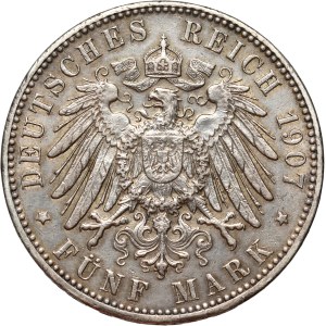 Germany, Hamburg, 5 Mark 1907 J