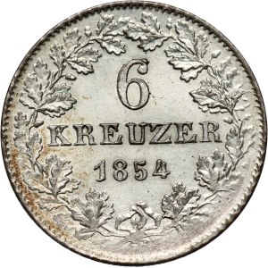Germany, Frankfurt, 6 Kreuzer 1854