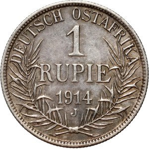 Germany, German East Africa, Wilhelm II, Rupee 1914 J, Hamburg
