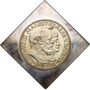 Germany, Bavaria, Ludwig III, 3 Mark 1918 D, Golden Wedding, modern uniface klippe