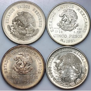 Mexiko, sada stříbrných mincí z let 1948–1978 (4 kusy)