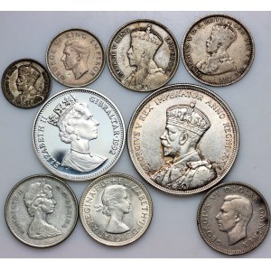 Le monde, série de pièces en argent datant de 1925 à 1992 (9 pièces)
