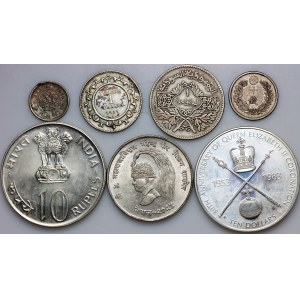 World, silver coin set, (7 pieces)