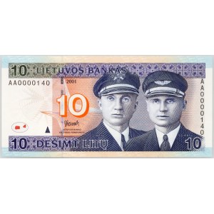 Lithuania, 10 litu 2001, series AA0000140, very low number