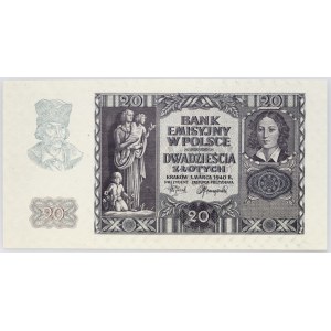 Generalne Gubernatorstwo, 20 złotych 01.03.1940, bez numeracji i serii