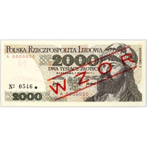 People's Republic of Poland, 2,000 zlotys, May 1, 1977, SPECIMEN, No. 0546★, Series A