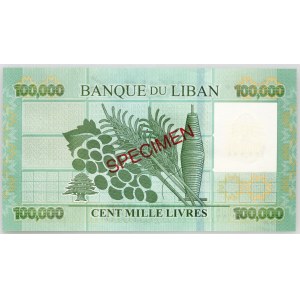 Lebanon, 100,000 livres 2012, SPECIMEN