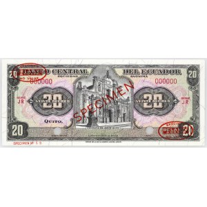 Ecuador, 20 sucres 1988, JR series, No. 59, SPECIMEN, TDLR print