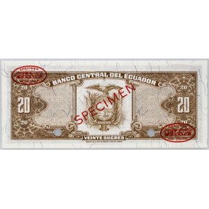 Ecuador, 20 sucres 1988, JR series, No. 59, SPECIMEN, TDLR print