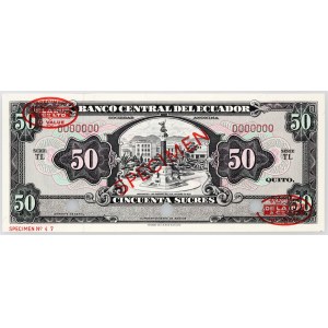 Ecuador, 50 sucres 1988, TL series, No. 47, SPECIMEN, TDLR print