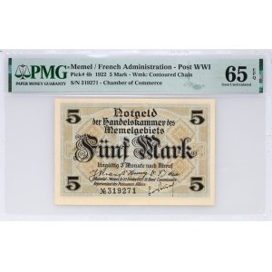 Lithuania, Memel, Klaipėda, 5 mark 1922