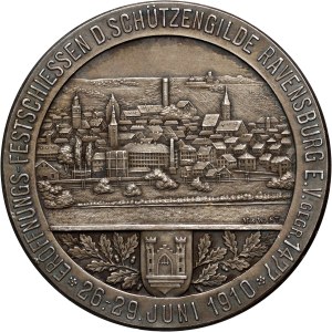 Německo, střelecká medaile z roku 1910, střelecké závody v Ravensburgu