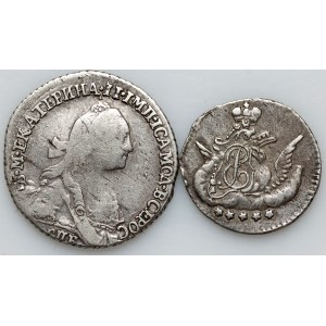 Rusko, sada stříbrných mincí z let 1757–1770 (2 kusy)