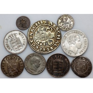Germany, set of silver coins from 1647-1858, (9 pieces)