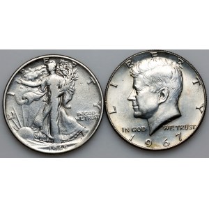 Stati Uniti d'America, serie di monete da 1/2 dollaro del periodo 1945-1967 (2 pezzi)